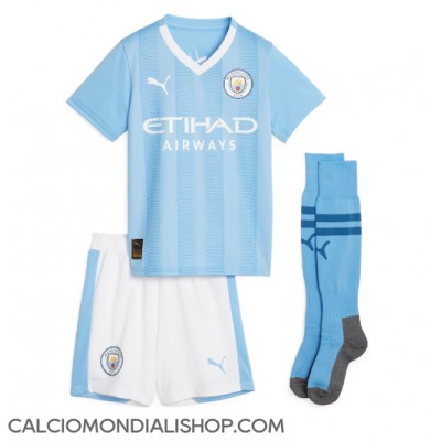 Maglie da calcio Manchester City Erling Haaland #9 Prima Maglia Bambino 2023-24 Manica Corta (+ Pantaloni corti)